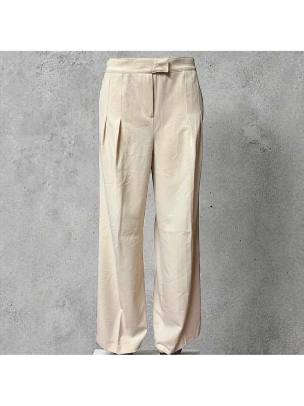 Cami Women’s Tailored Cream Wide-Leg Pleated Dress Trousers Pants